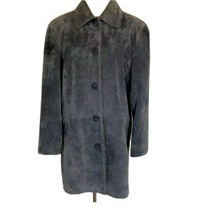 Bernardo Collection Grey Suede Coat Buttons Up Front Long‎  Medium